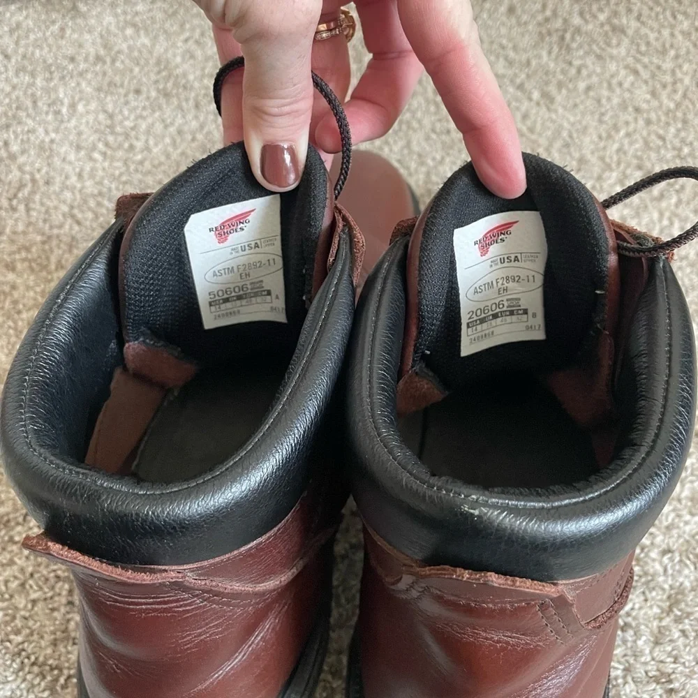 Red wing shoes work boots size 14 narrow brown boots style 696